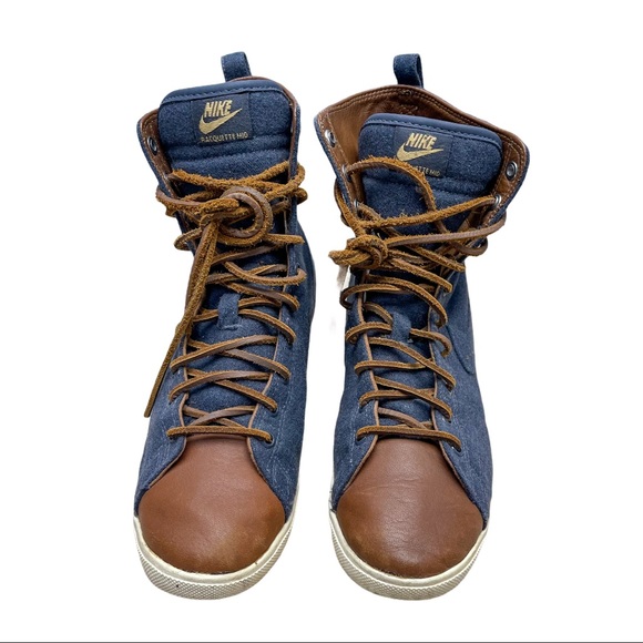 Nike Racquette Mid Denim Leather Lace Up Woman 7.5 - Picture 2 of 11